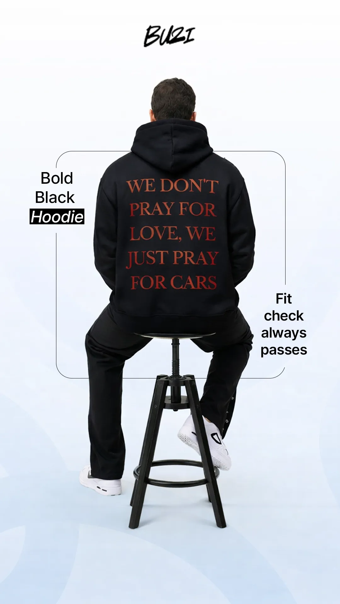 Static ad creative: "We don't love, we just pray"